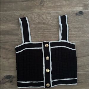 Black and White Buttoned Women's Top